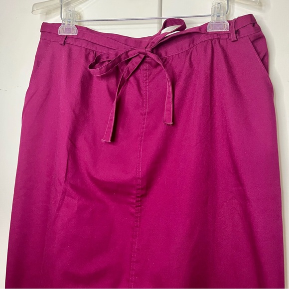 Vintage Magenta Ms. Russ Wrap A Line Knee Length Cotton Skirt Union Made - Picture 2 of 5